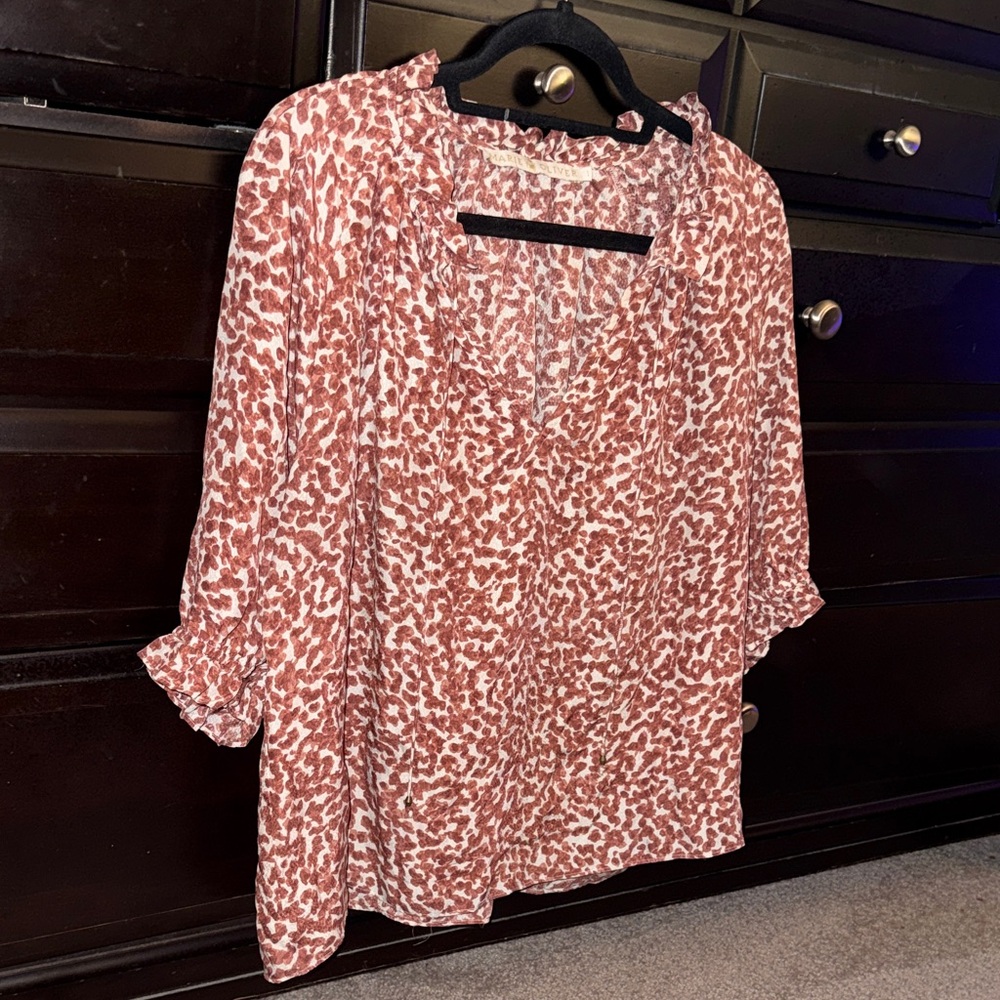 Marie Oliver Pink and White Printed Blouse
